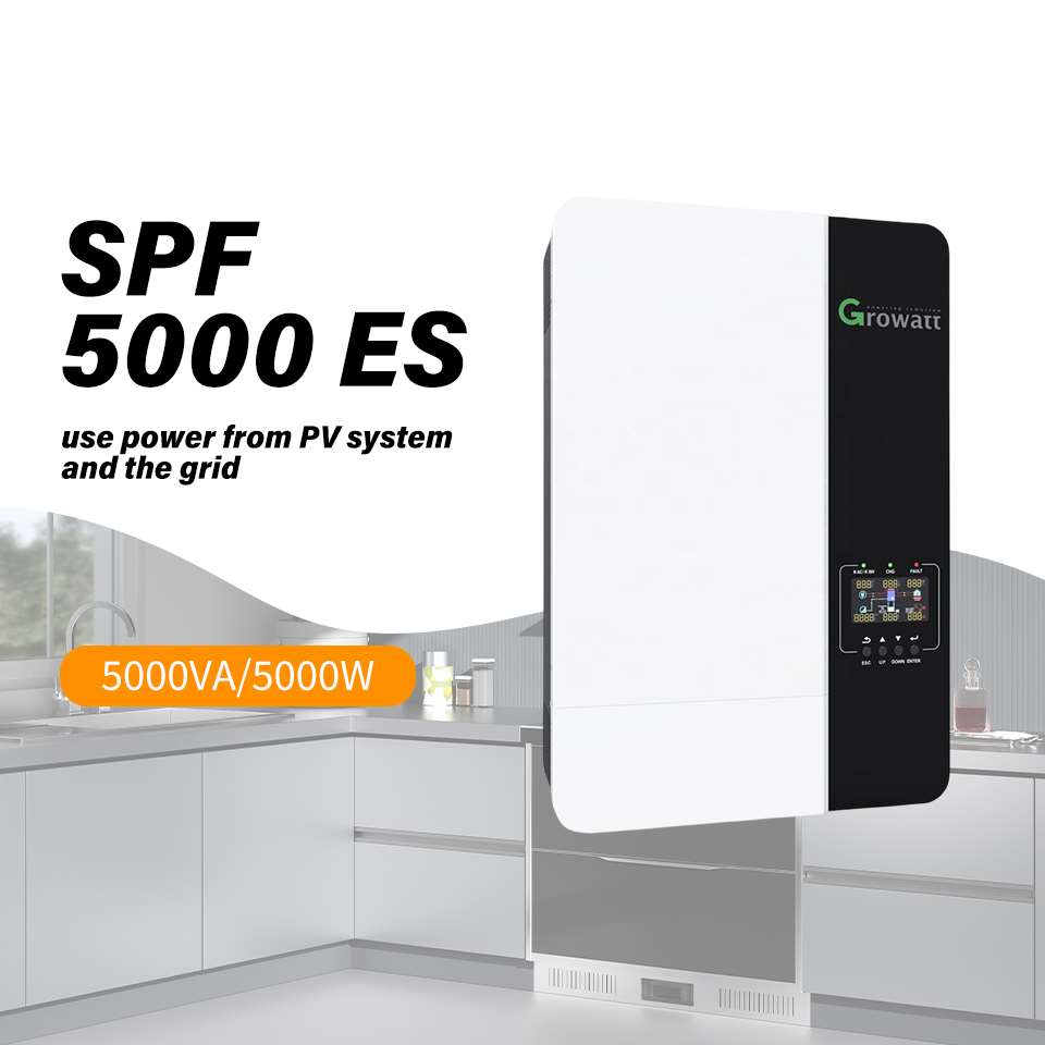 Growatt Spf 5000 ES 5kw High Frequency On Off Grid Hybrid Mppt Pure Sine Wave Inverter 48v 5000w Solar Inverter