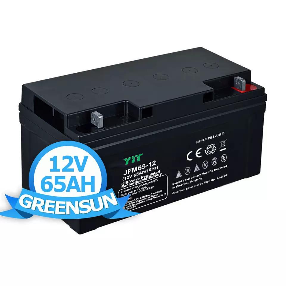 YIT Small Battery 65ah Lead Acid Battery 65 AH 12V Solar Batteries 65AH for Home