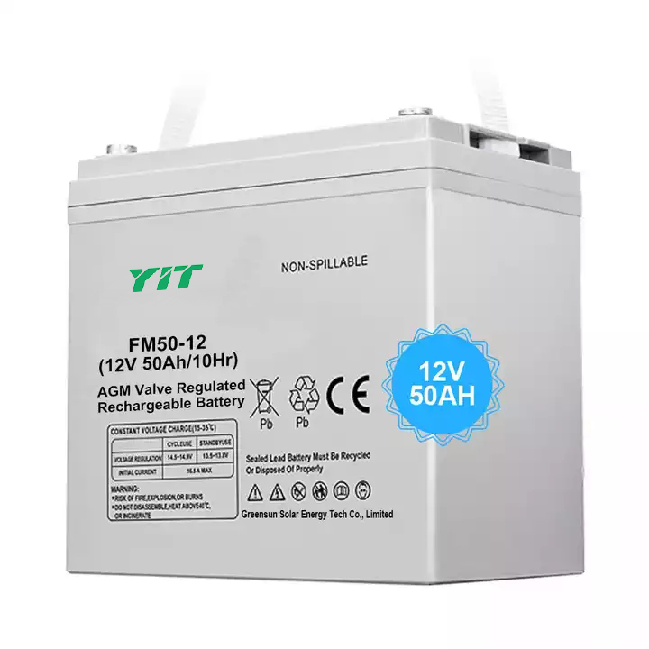 YIT Lead acid 12 v 50 ah 55 ah AGM manufacture OEM 2 years warranty solar deep cycle solar battery